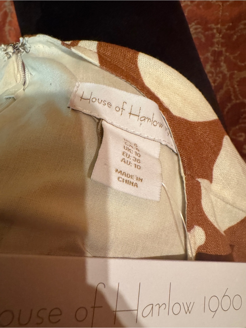 House of Harlow 1960 Brown and Cream Tie-Front Mini Dress - Picture 5 of 5